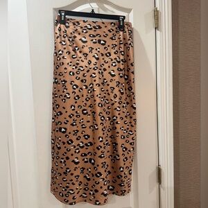 Nasty Gal Tan Leopard Midi Skirt